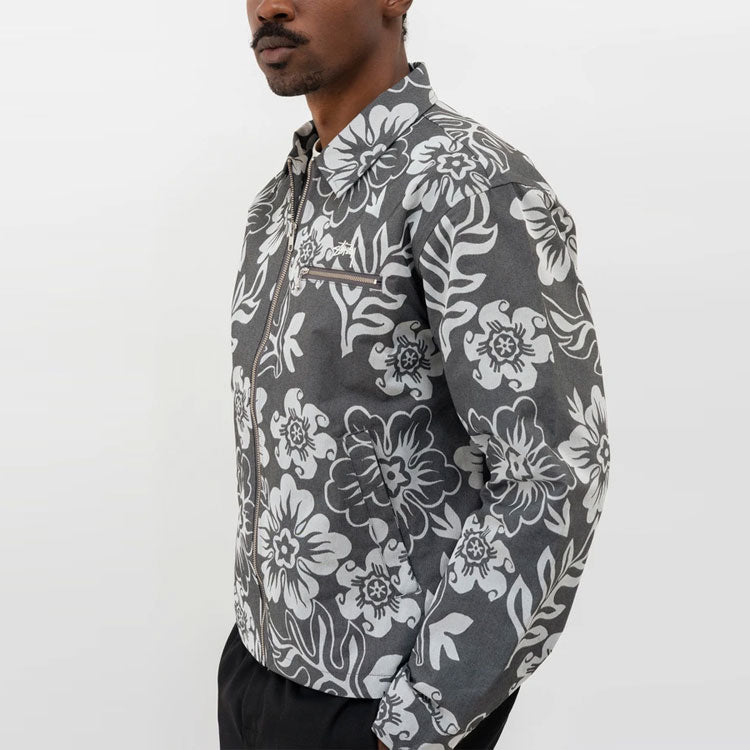 Stussy Hawaiian Zip Jacket Black Printing Zipper Unisex 115568