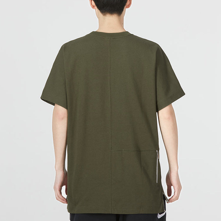 Nike Logo Print Sports Round Collar Short Sleeve Men's Beige Green DD7019-326