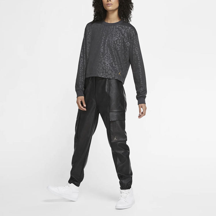 (WMNS) Air Jordan Court-To-Runway High Waist Trousers Black CW6487-010