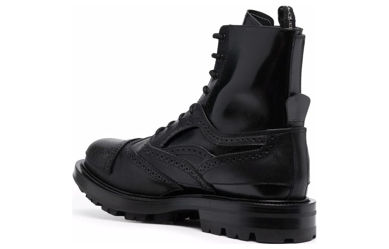 Alexander McQueen Leather Boots 'Black' 667912WHRWM1000