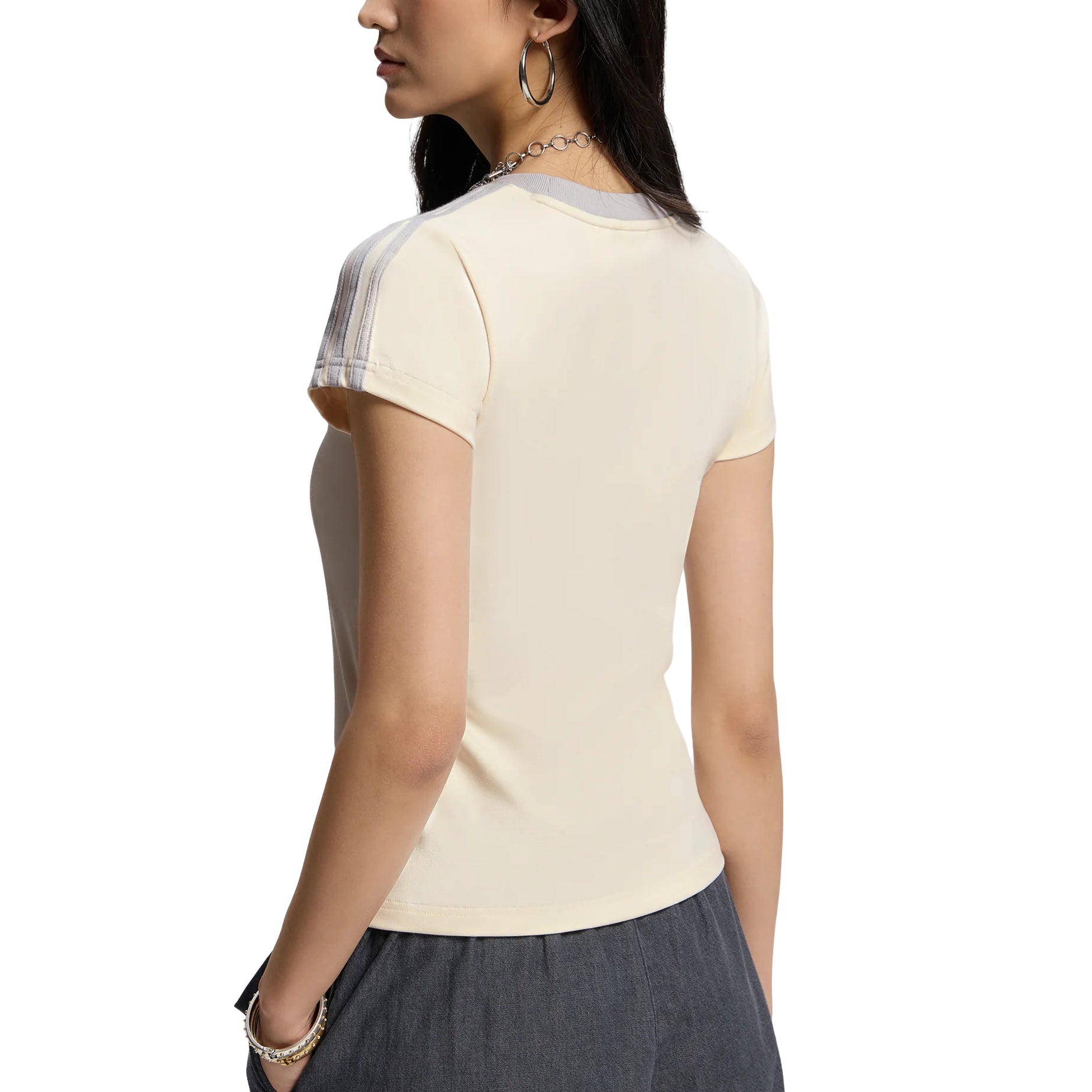 (WMNS) adidas Tailored Cali T-Shirt Asia Sizing 'Chalk White' KT7790