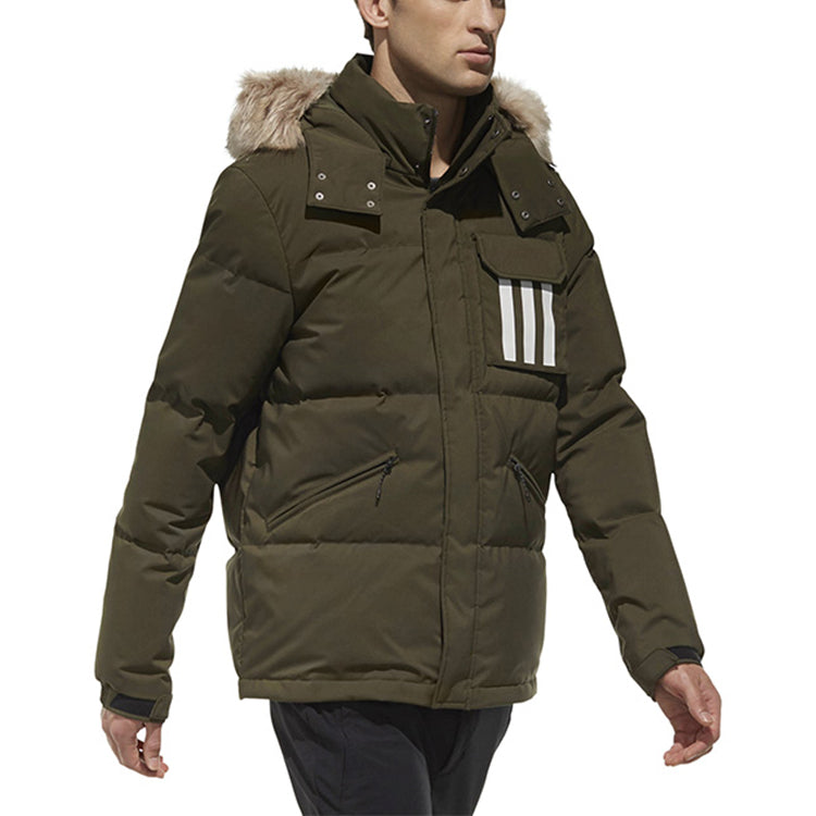 adidas originals hooded Sports Stay Warm Down Jacket Dark Green DT7918
