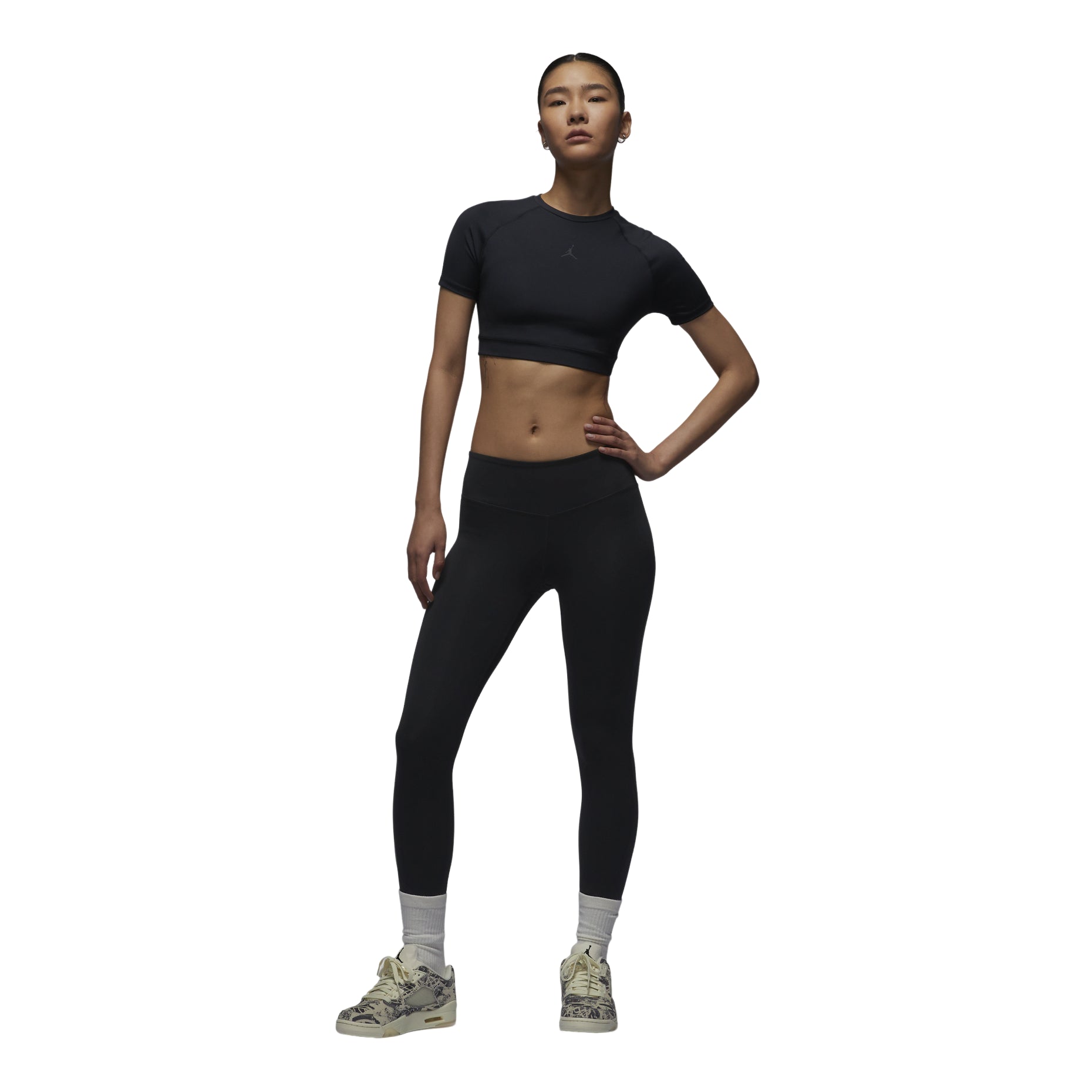 (WMNS) Air Jordan Sport Bodycon Performance T-shirt Asia Sizing 'Black' FV6928-010