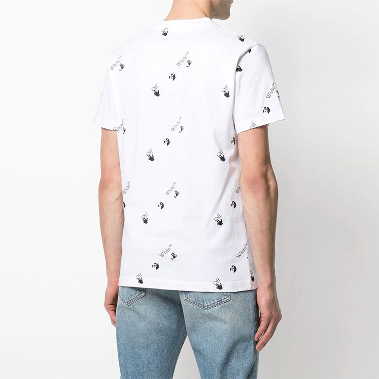 Off-White FW21 Logo Full Print Round Neck Short Sleeve Ordinary Version White OMAA027R21JER0120110-1