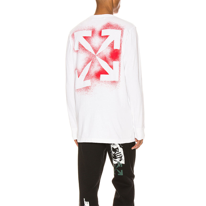 Off-White Back Hollow Out Arrow Long Sleeves White OMAB001E20JER0040125