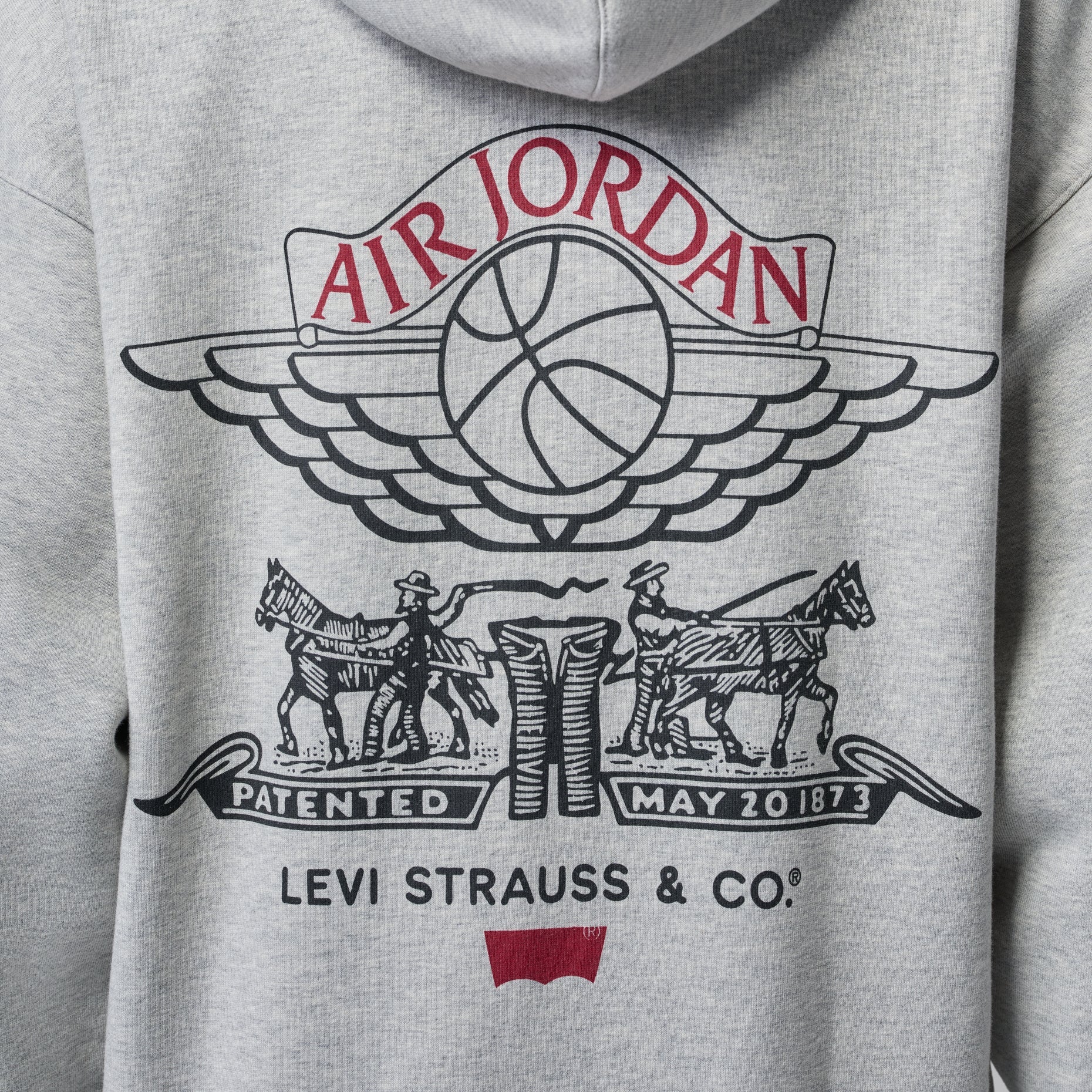 Air Jordan x Levi's Full-Zip Hoodie Asia Sizing 'Grey Heather Black Gym Red' IM6735-050