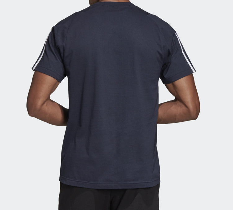 adidas Stripe Printing Training Sports Short Sleeve Blue DT9954
