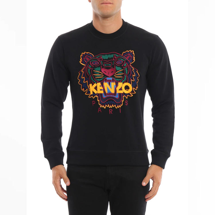 Men's KENZO Contrasting Colors Embroidered Long Sleeves Black F96-5SW001-4XA-99
