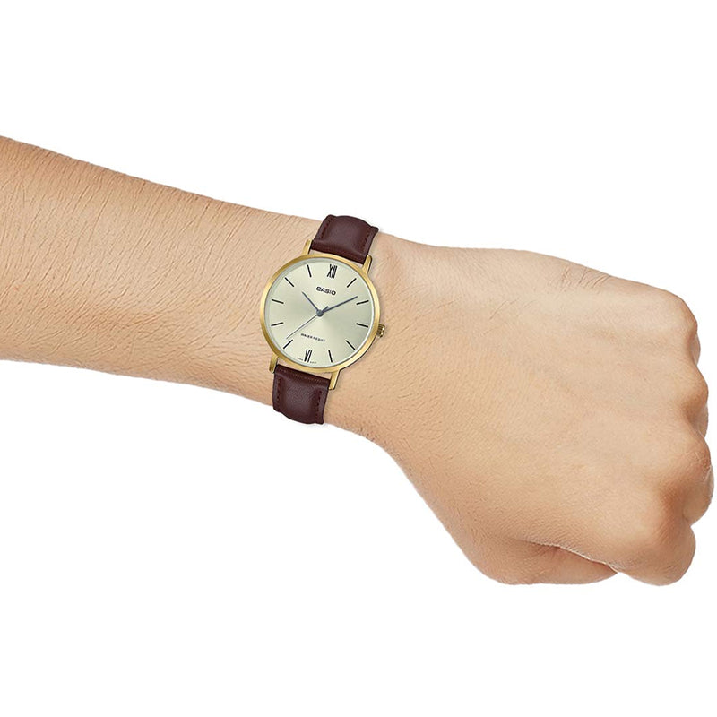 CASIO Quartz Waterproof Brown Analog LTP-VT01GL-9B
