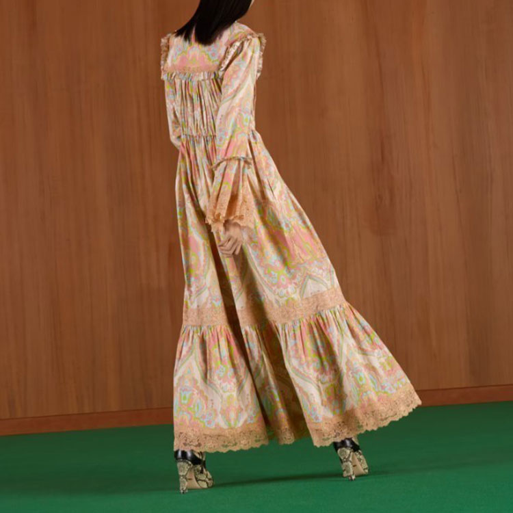(WMNS) Gucci Floral Print Muslin Dress 'Pale Pink' 704251-ZAJAB-5713
