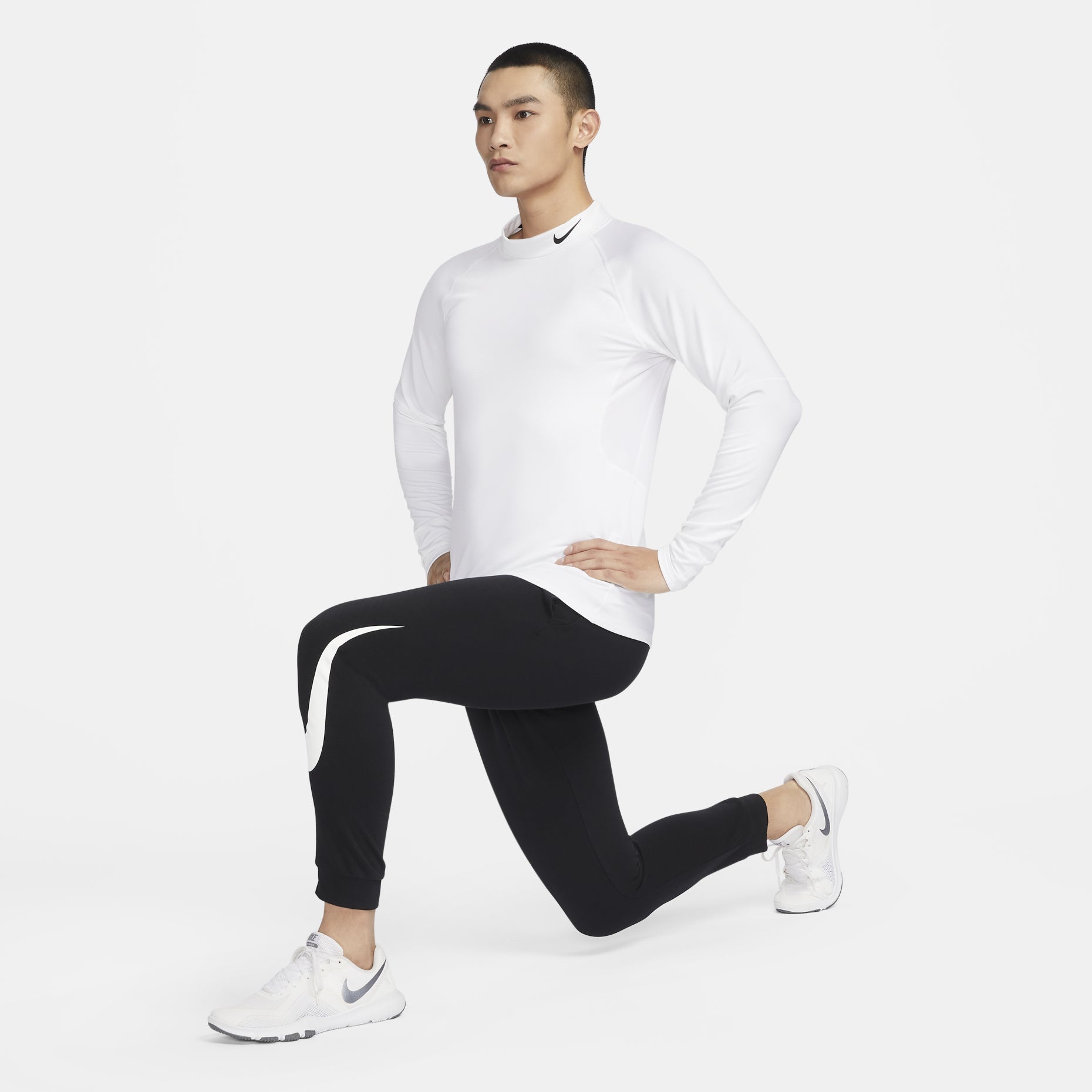 Nike Pro Dri-FIT Fitness Mock-Neck Long-Sleeve T-shirt 'Whiet' FB8516-100