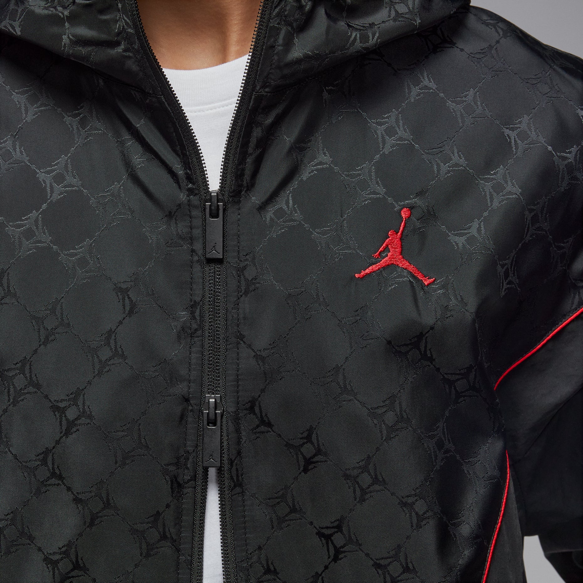 Air Jordan Brooklyn Hooded Draft Jacket Loose Fit Asia Sizing 'Black Gym Red' HV0555-010