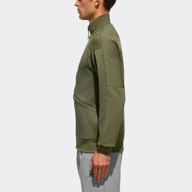 adidas WJ TT SWT Series Athleisure Casual Sports Stand Collar Knit Jacket Basic Green DM5190