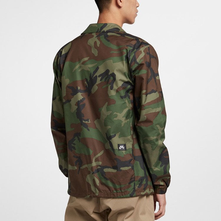 Men's Nike Camouflage Logo Woven Jacket Autumn Military Green AT9913-222