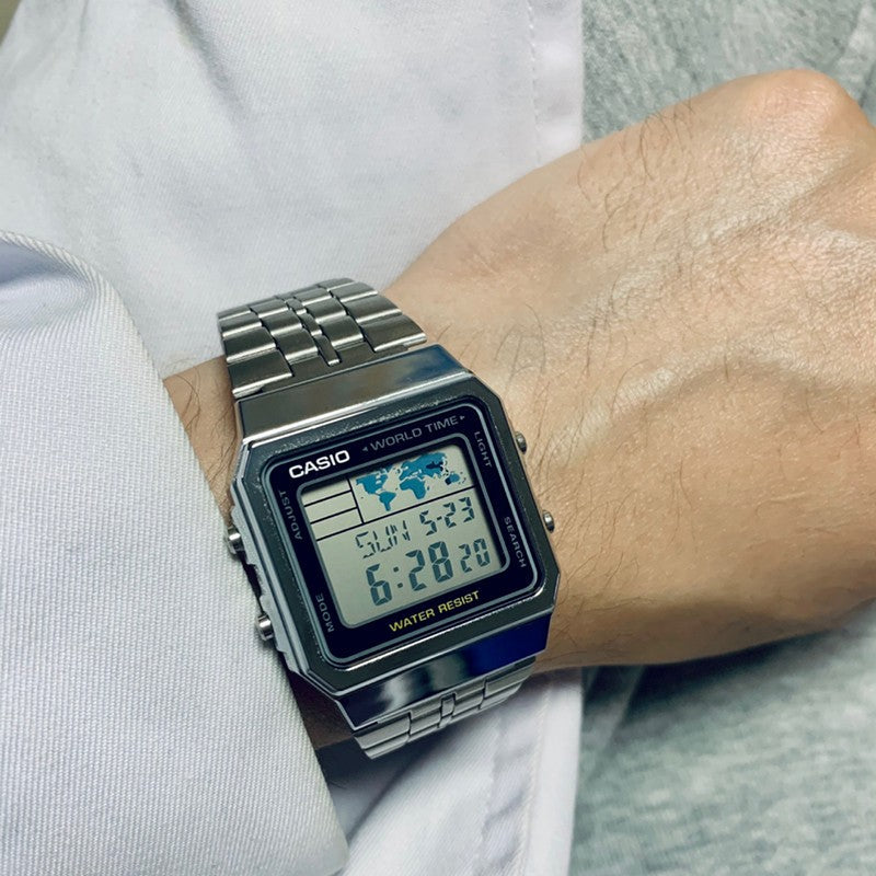 CASIO Waterproof Sports Unisex Mens Silver Digital A500WA-1