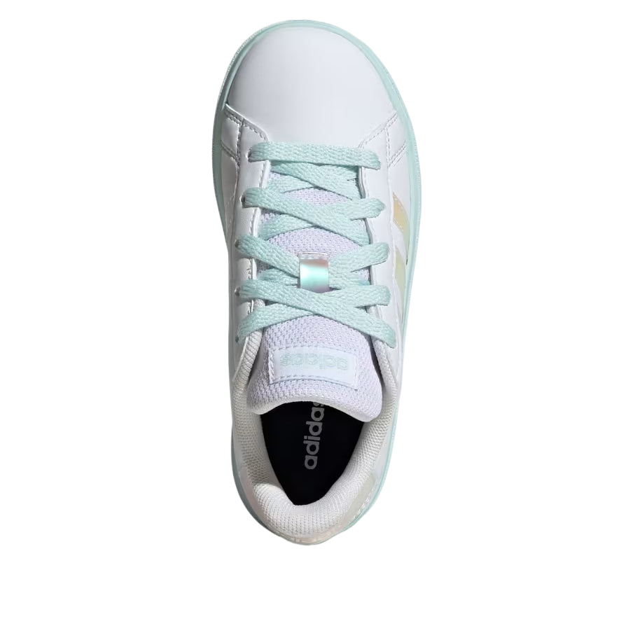 (GS) Grand Court Lifestyle Lace Tennis Shoes 'Cloud White Flash Aqua Halo Mint' JR6097