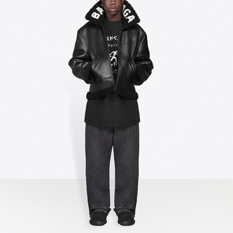 Balenciaga Cocoon Leather Aviator Jacket 'Black' 646456TKS311069