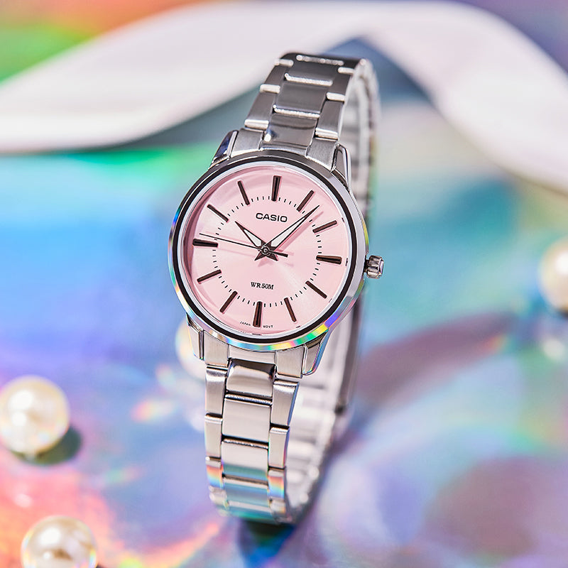 CASIO Waterproof Stainless Steel Strap Pink Analog LTP-1303D-4A