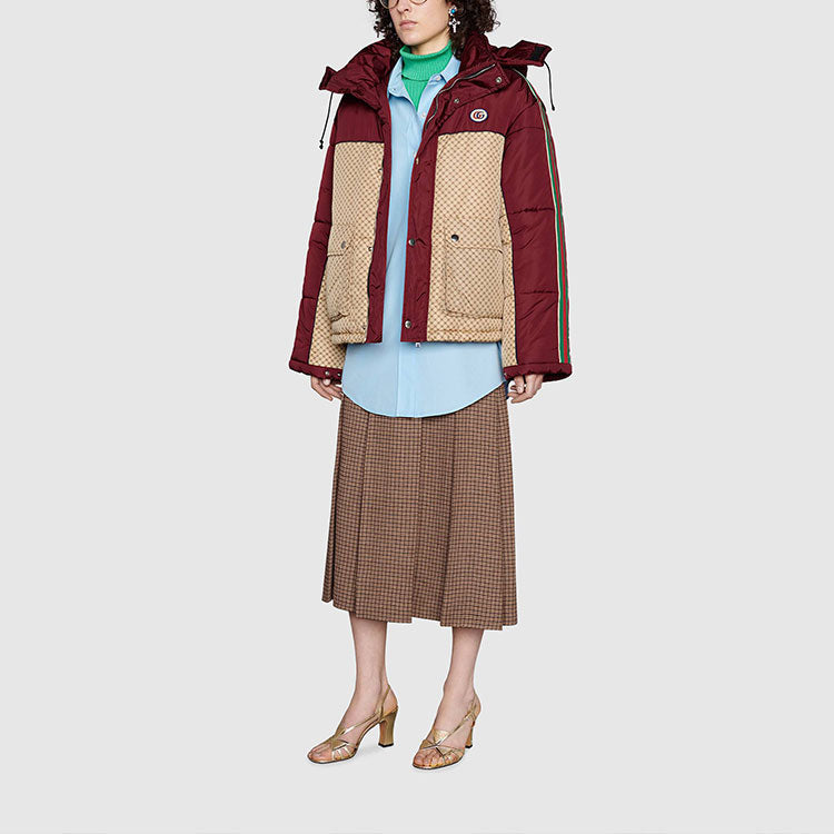 (WMNS) Gucci GG Parachute Nylon Padded Jacket 'Beige Burgundy' 663279-ZAHB8-6705