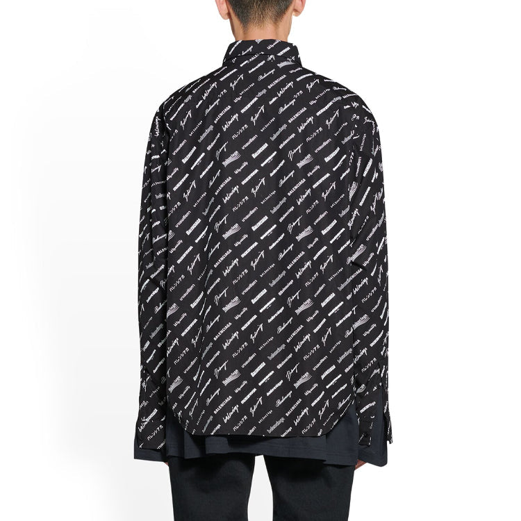 Balenciaga Logomania All Over Long Sleeve Shirt 'Black' 662983TNLL11070