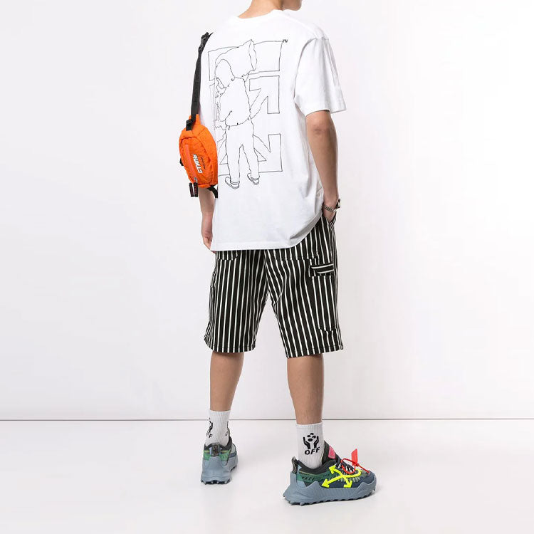 Men's Off-White Logo Graffiti Round Neck Pullover Short Sleeve Loose Fit White T-Shirt 0MAA038E20JER0070110