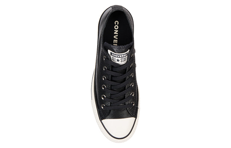(WMNS) Converse Chuck Taylor All Star Shiny Metals Platform Low Top Thick Sole Black White 565899C
