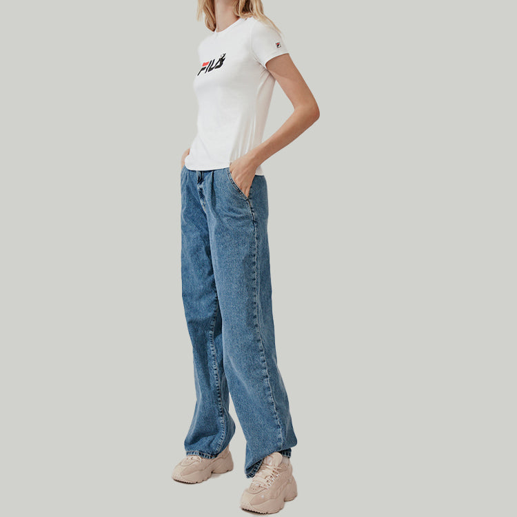 (WMNS) FILA Embroidered Alphabet Short Sleeve White F11W018141F-WT