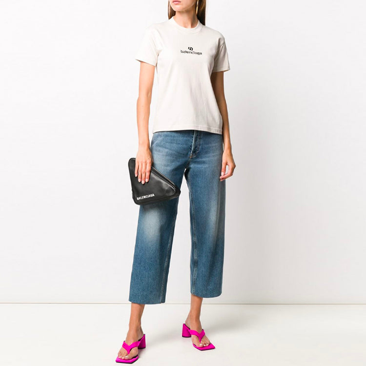 Balenciaga Logo Round-neck Tee Grey/White 612964TJVD99054