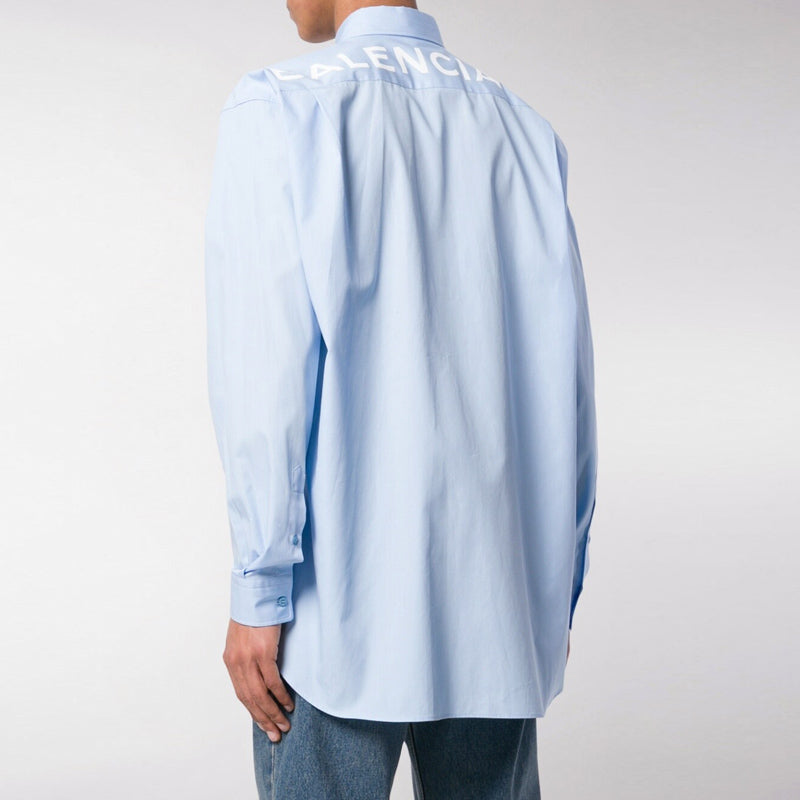 Balenciaga Back Logo Cotton Poplin Shirt 'Light Blue' 508465TWB044850