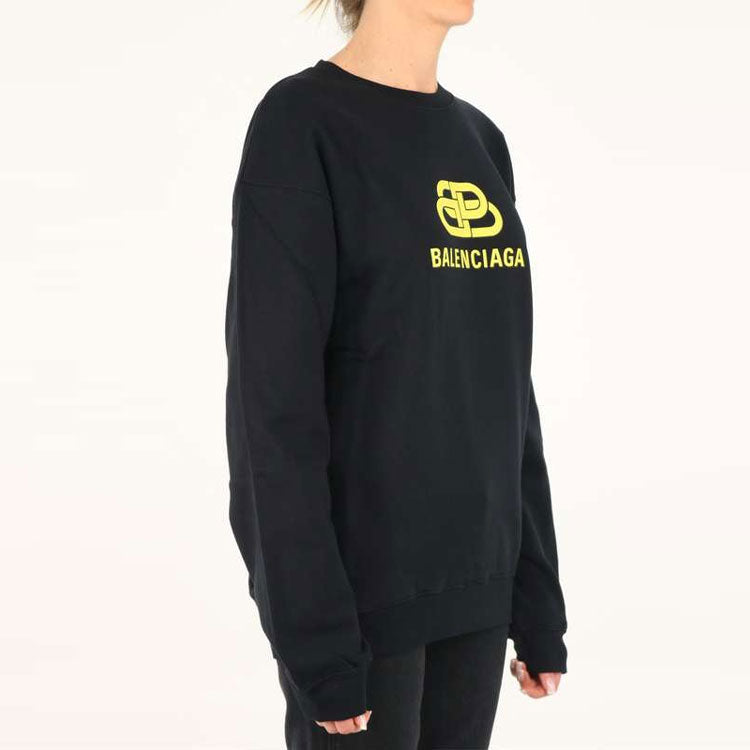 (WMNS) Balenciaga SS21 Logo Loose Swea Round-neck Long Sleeve Black 578132TEV191361
