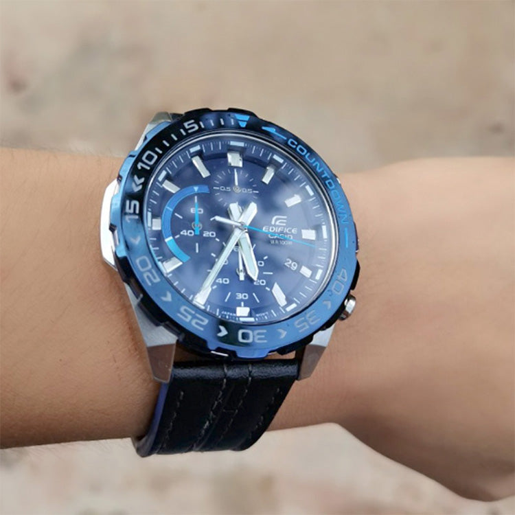 Men's CASIO EDIFICE Series durable quartz Watch Business Mens Blue Analog EFR-566BL-2A