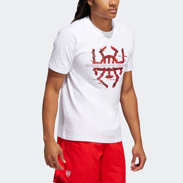 Men's adidas Basketball Series Spida Logo Printing Sports Short Sleeve White T-Shirt HG4418