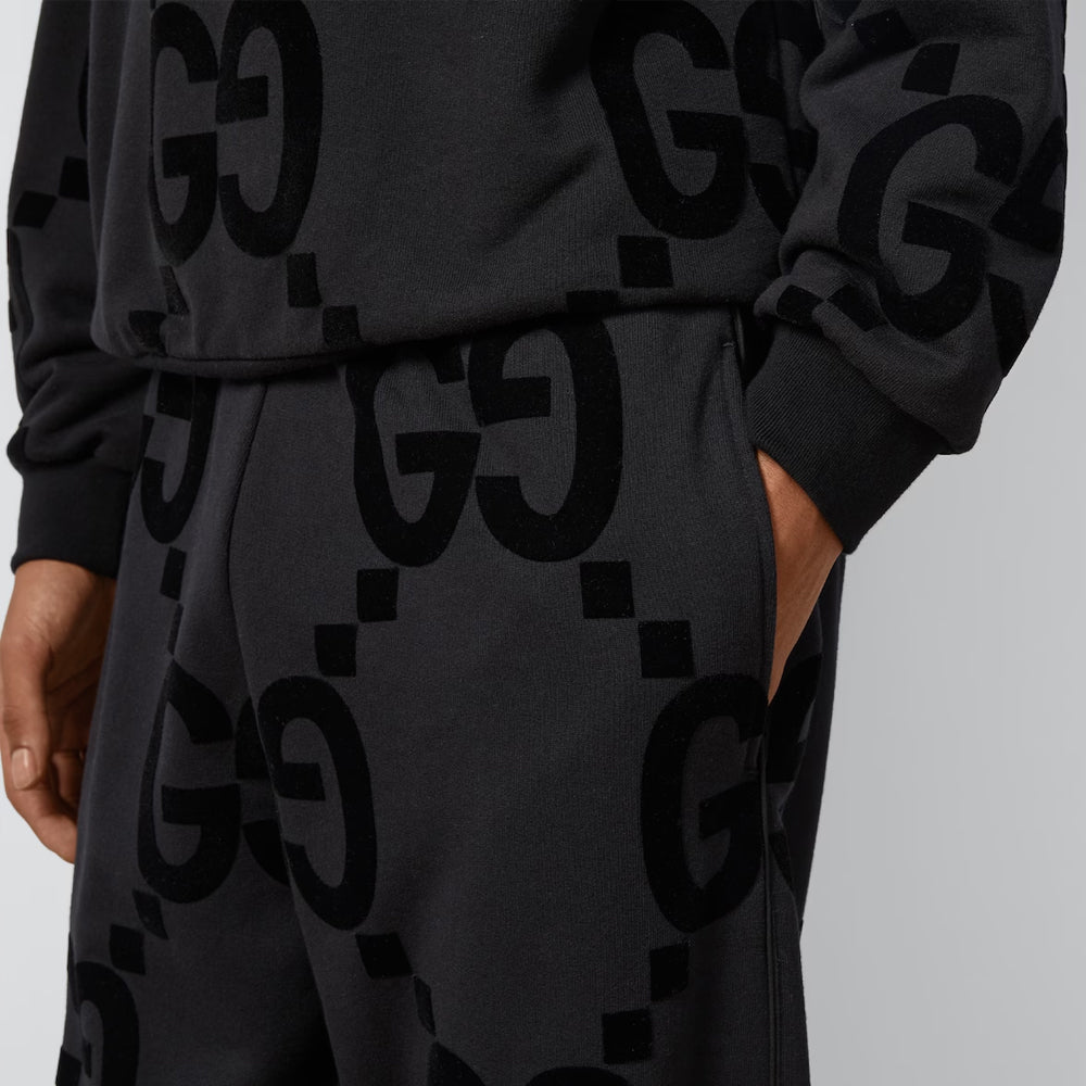 Gucci GG Flocked Print Cotton Fleece Sweattrouser 'Black' 768502-XJF37-1868