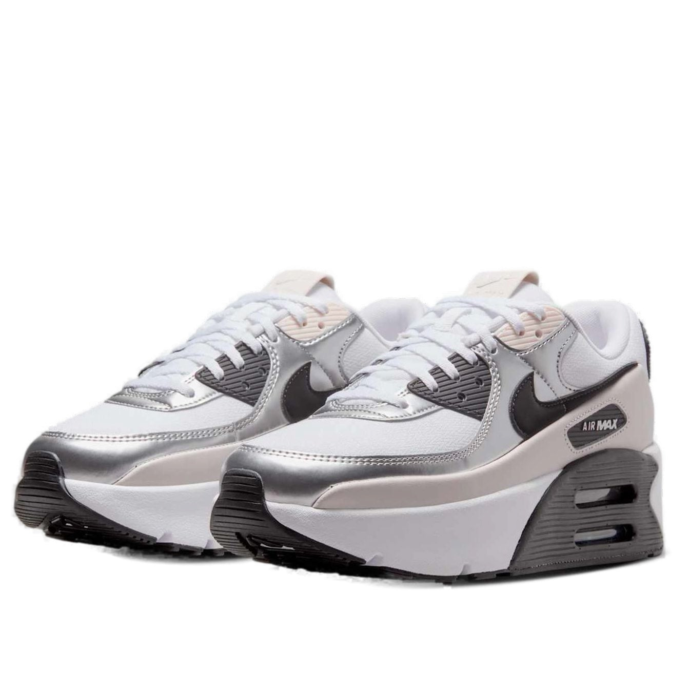 (WMNS) Nike Air Max 90 LV8 'White Metallic Silver Black' IB0170-100