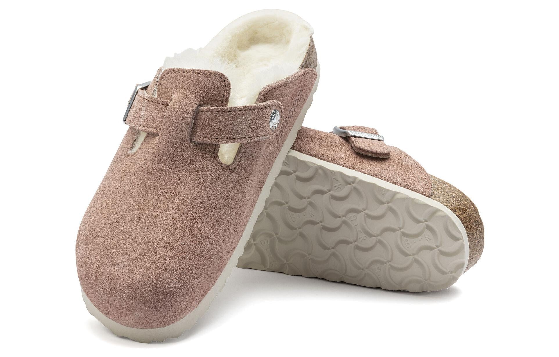 (WMNS) Birkenstock Boston Shearling Suede Leather Coated Narrow Fit 'Pink Clay' 1023292
