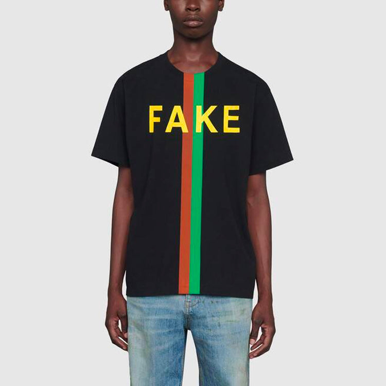 Gucci Fake/Not Print Oversize T-Shirt 'Black' 616036-XJCXX-1082