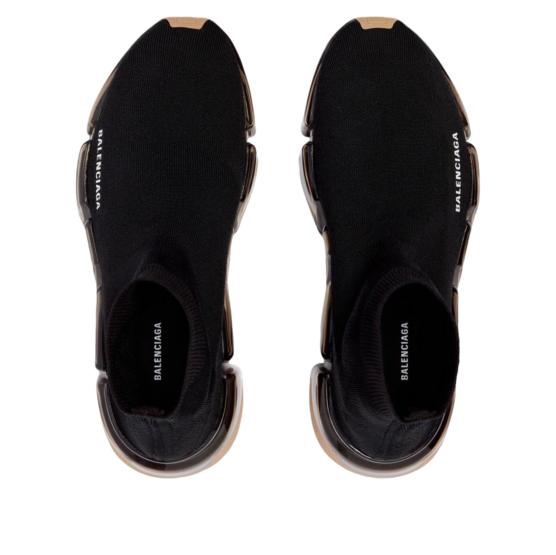 (WMNS) Balenciaga Speed 2.0 Full Clear Sole Recycled Knit 'Black Beige' 617196W2DC41092
