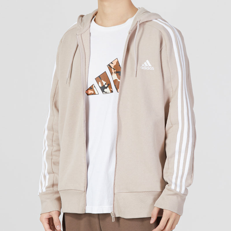 adidas French Terry 3-Stripes Full-Zip Hoodie Jackets 'Beige' IC9839