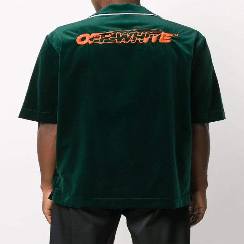 Off-White FW20 Short-Sleeved Shirt Velet short-sleeve Shirt Men's Green OMGA124E20FAB0015720