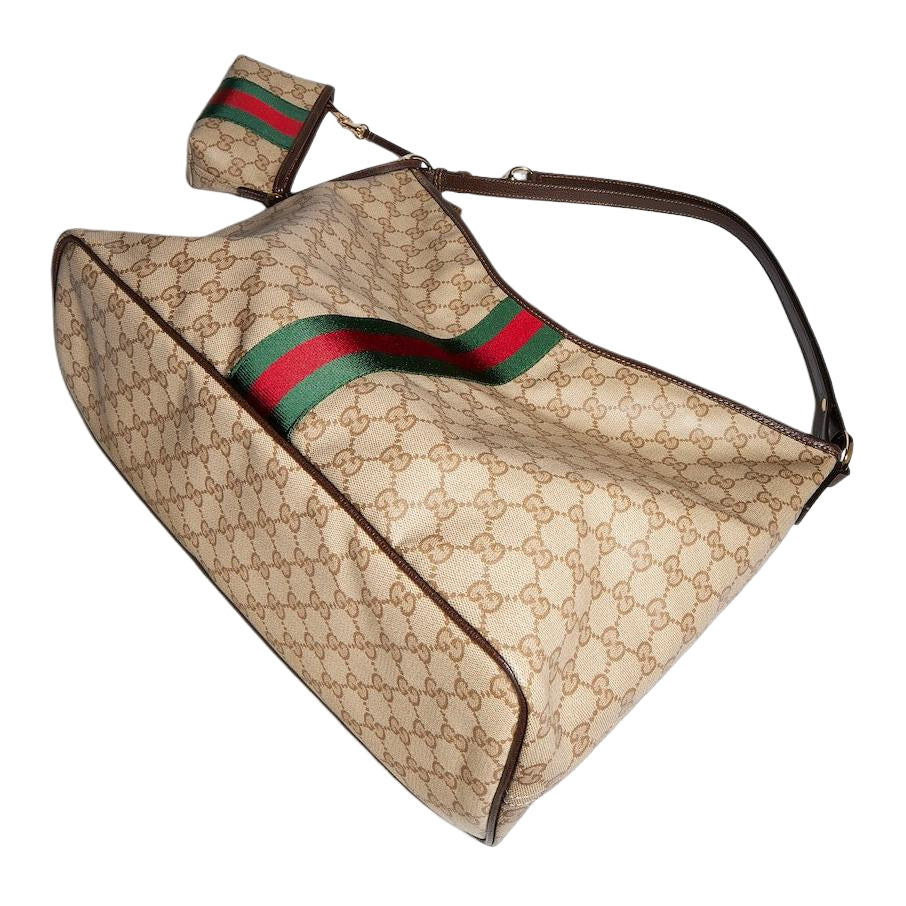 (WMNS) Gucci Large Shoulder Bag with Web 'Sand Dark Brown' A008NS-FAGK6-8547