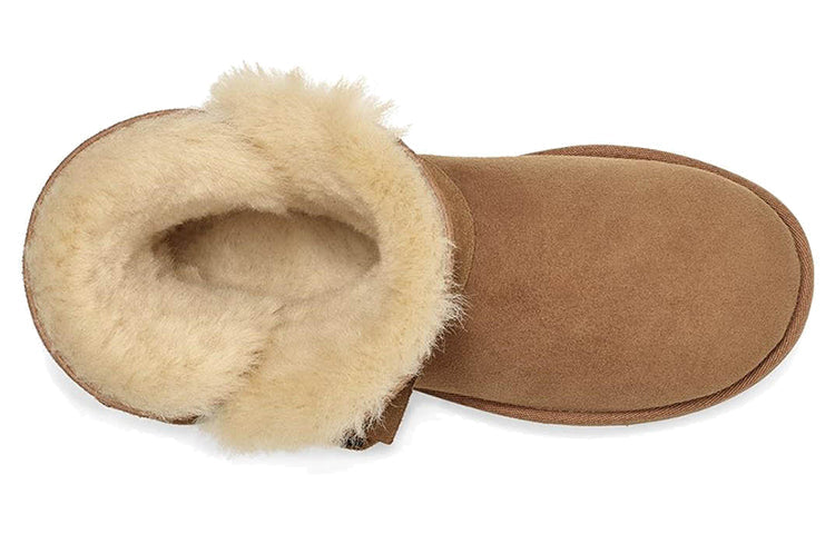 (WMNS) UGG Suede Mini Bow fur Fleece Lined Brown 1106542-CHE