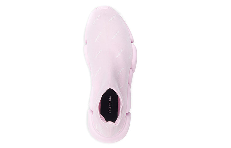 (WMNS) Balenciaga Speed 2.0 Sneakers 'Recycled Knit with Logo All Over Pink' 617196W2DBO5601