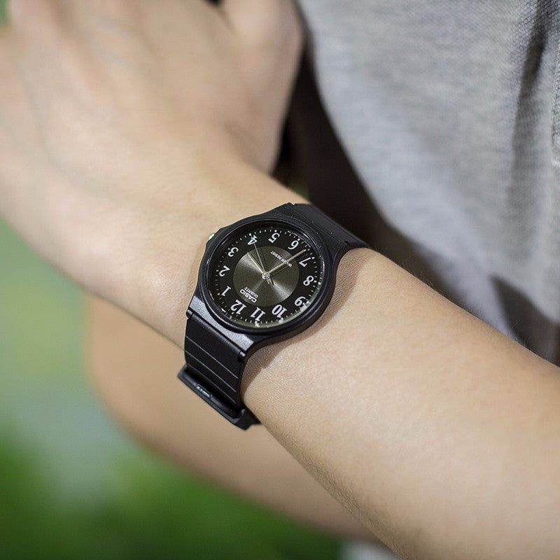 CASIO Quartz Waterproof Black Dial Mens Black Analog MQ-24-1B3
