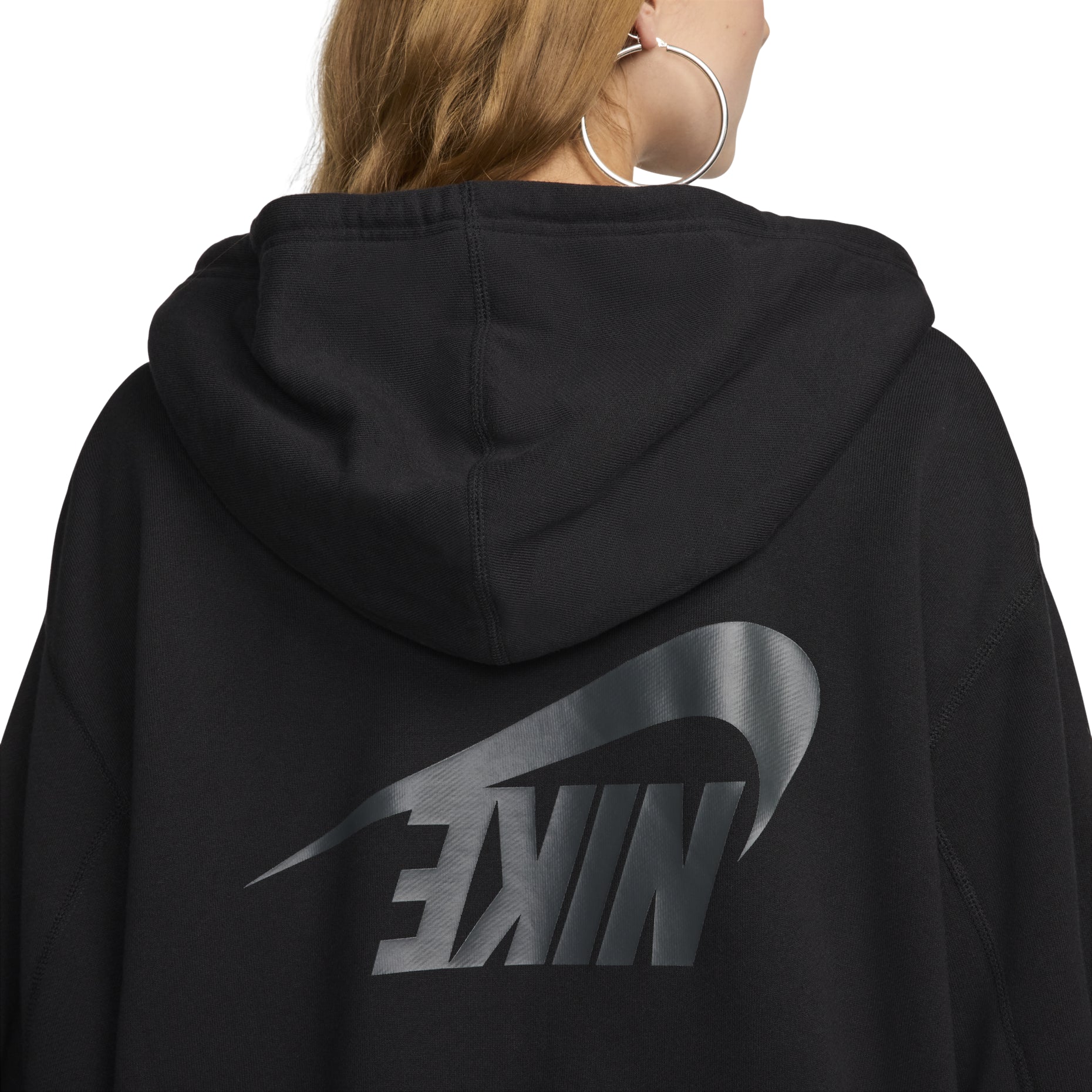 (WMNS) Nike Sportswear Oversized Full-Zip French Terry Hoodie Asia Sizing 'Black' FV7516-010
