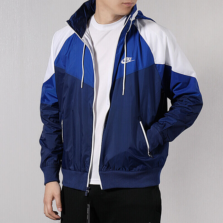 Men's Nike Casual Windproof Hooded Blue Jacket AR2210-492
