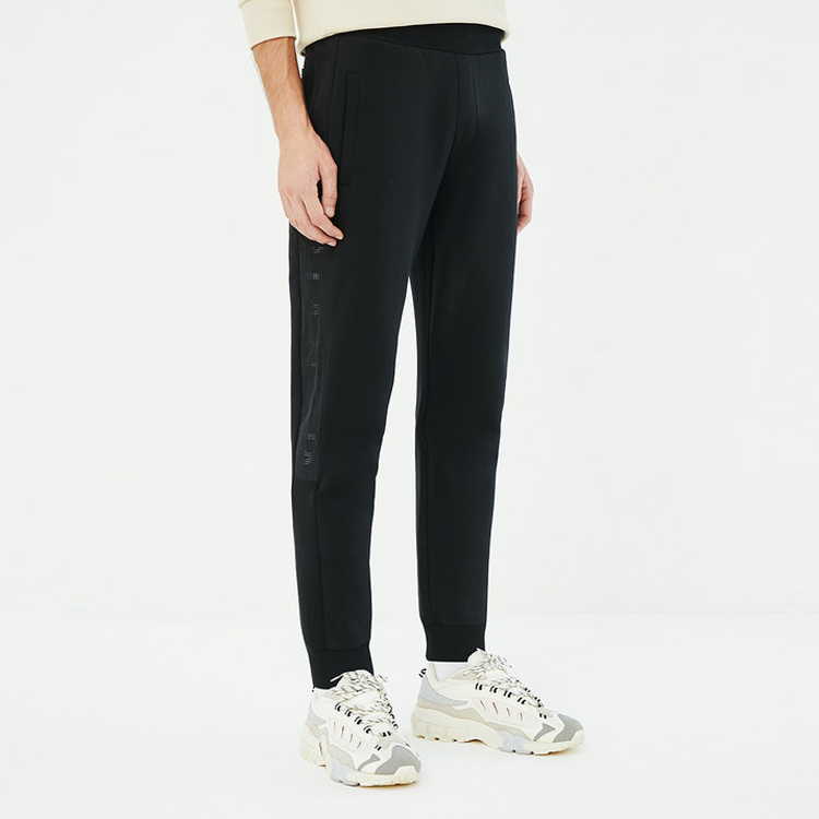 FILA Casual Side Splicing Casual Sports Knit Long Pants Black F11M948606F-BK