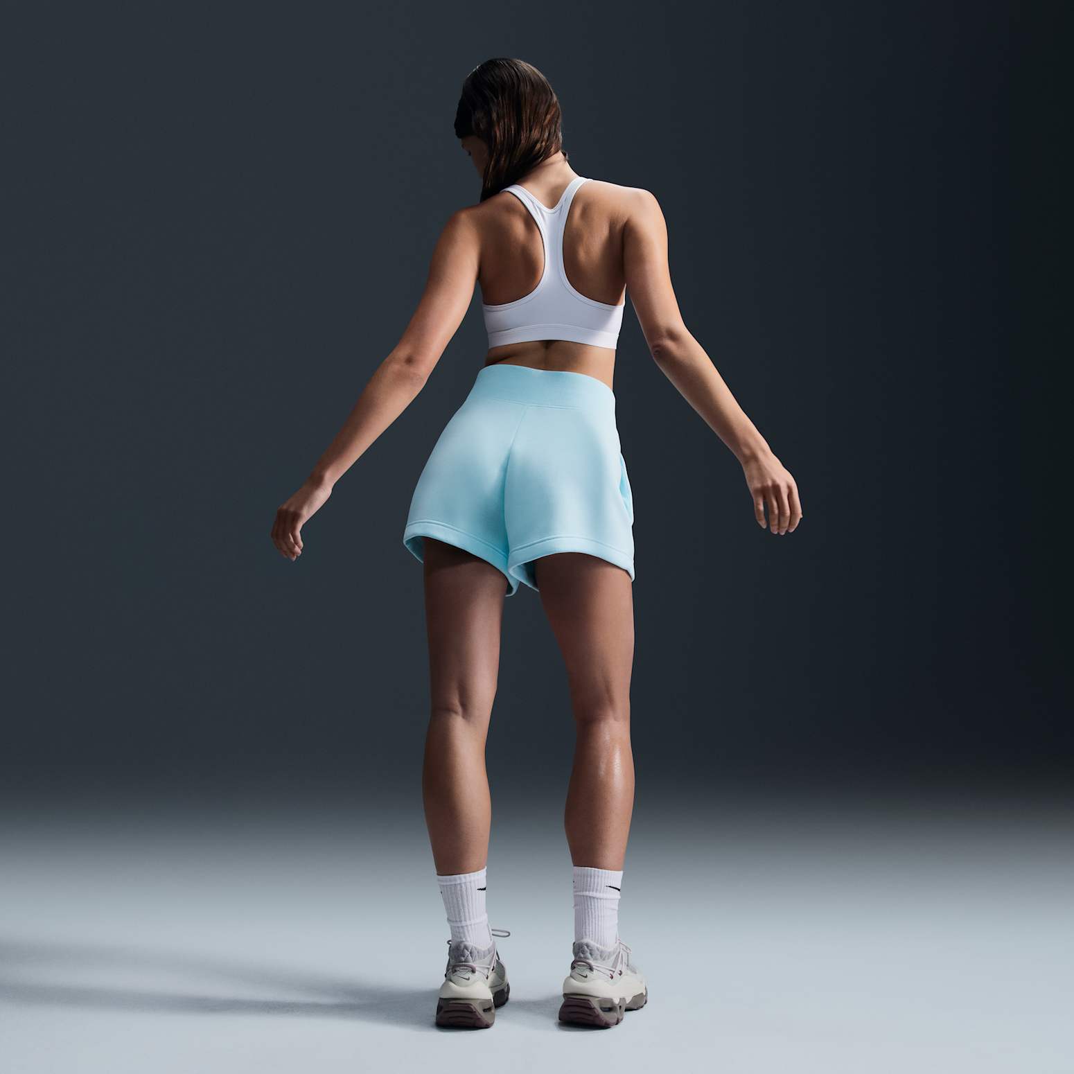 (WMNS) Nike Sportswear Phoenix Fleece High-Waisted Loose Shorts 'Glacier Blue Sail' FD1409-474
