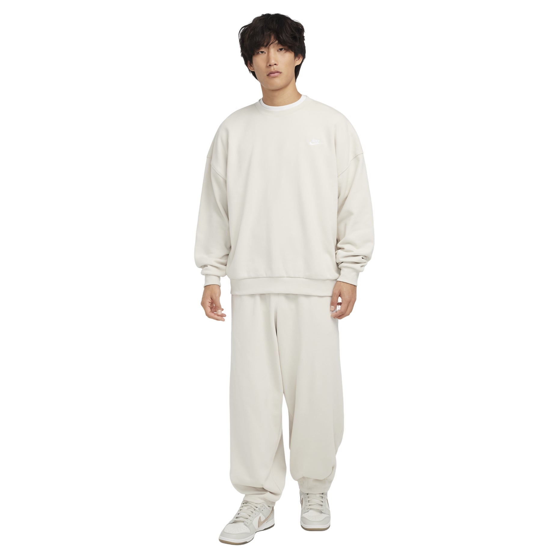Nike Club Fleece Oversized French Terry Crew Top Asia Sizing 'Beige' HJ1820-104
