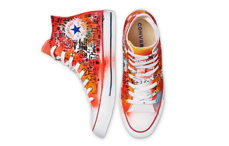 Converse Hand Painted Chuck Taylor All Star High Top Canvas Shoes Orange/Red 171718C