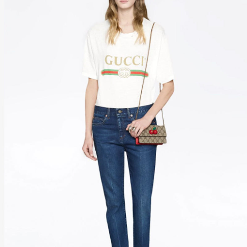 (WMNS) Gucci Canvas Chains Shoulderbag Mini 'Khaki' 481291-K9GXT-8694